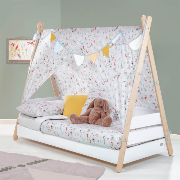 picci letto legno scout bianco naturale con barriere