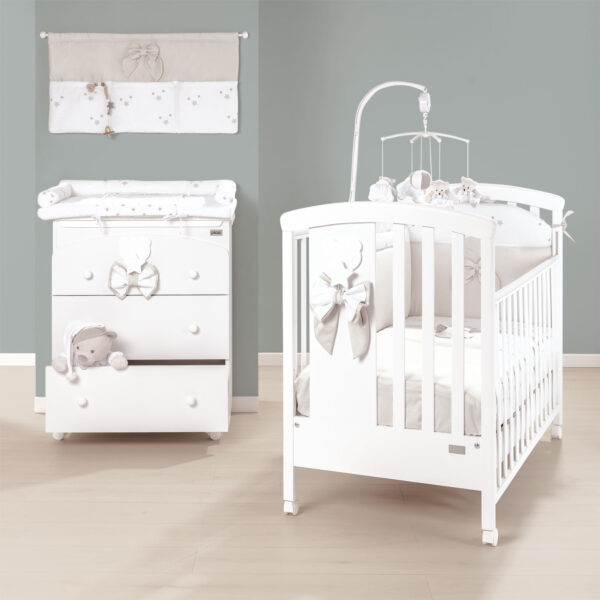 picci letto legno bianco con decoro dream