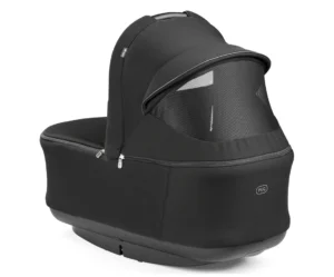 Navicella nera per passeggino con cappottina e rete di aerazione integrata