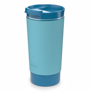 bollitore portatile cilindrico con corpo azzurro e base più scura