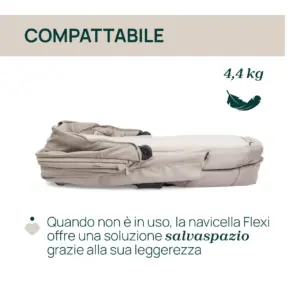 Navicella Flexi compatta e leggera piegata per risparmiare spazio