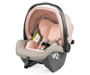 Seggiolino auto PegPerego Primo Viaggio SLK con imbottitura rosa e struttura nera con maniglia