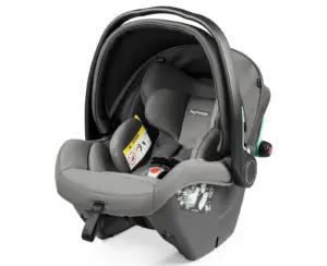 Seggiolino auto PegPerego Primo Viaggio SLK con struttura nera e imbottitura grigia con cappottina