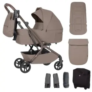 Carrello Trio Magia 2.0 con navicella montata su telaio con ruote e accessori disposti accanto