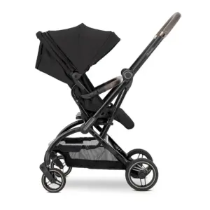 Passeggino Lorelli Makaya Black con cappottina estesa e struttura nera vista laterale