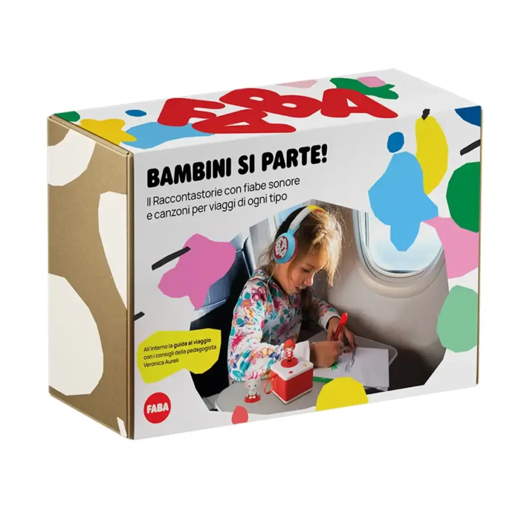 Scatola del kit Bambini Si Parte con immagine di bambina che disegna su un aereo