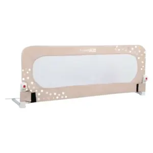 Sponda da letto beige con rete centrale trasparente e decorazioni a pois chiari